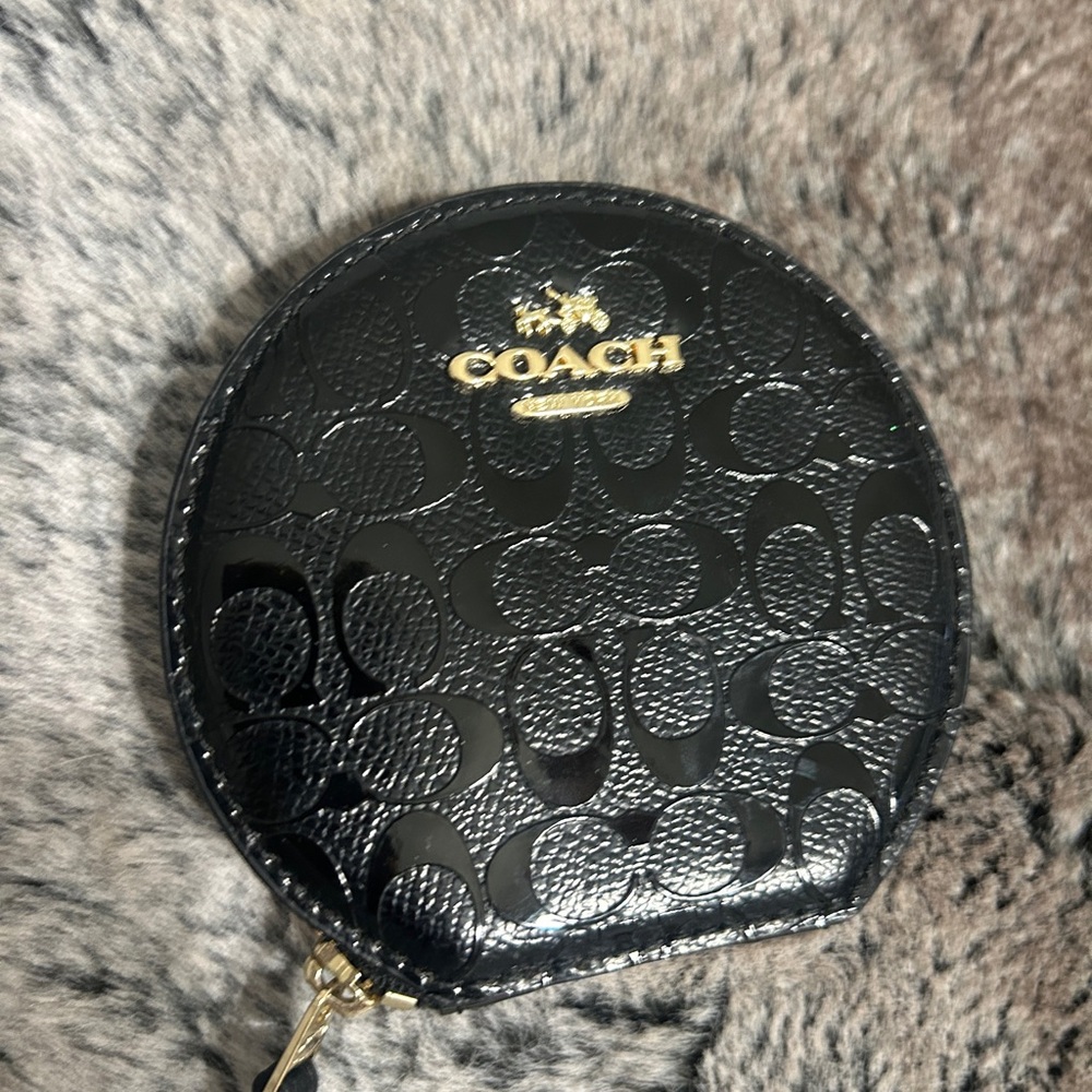 Coach Embossed Black Coin Pouch